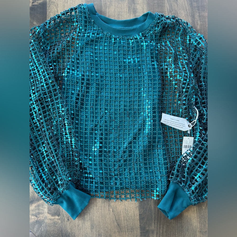 Pilcro Long-Sleeve Sequin Top by Antropologie 💚⭐️⭐️ - Picture 11 of 12